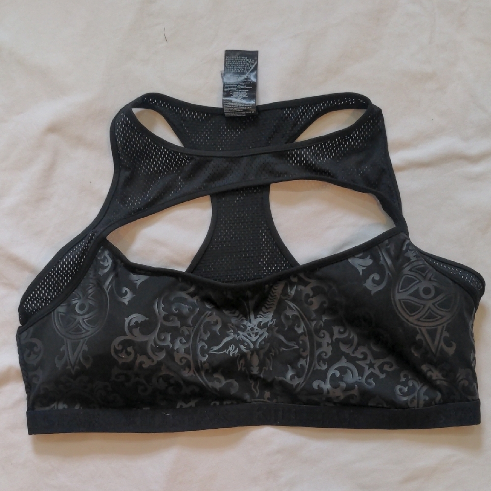 Live  Deliciously! Killstar sports bra with goat / witchy goth punk metal 3x